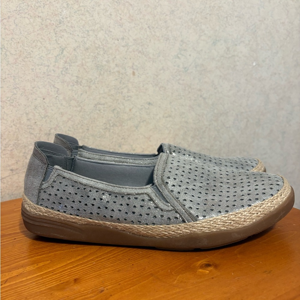 Clark’s Elaina Ruby Women's Leather Espadrille Gray Pewter Loafers size 7.5 - Picture 3 of 8
